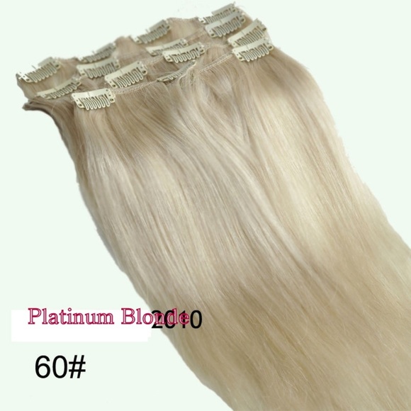 Straight Hair Extensions 26" #60 Platinum Blonde - Picture 5 of 5